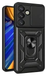 Hurtel Hybrid Armor Camshield čierna / Ochranný kryt pre Oppo F29 5G / kryt fotoaparátu / stojan