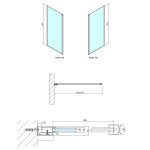 POLYSAN - MODULAR SHOWER stena na inštaláciu na múr, pre pripojenie otoč.panelu 1000 MS3A-100
