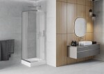 MEXEN/S - Rio štvorcový sprchovací kút 70 x 70, dekor/mráz, chróm + vanička Rio, 860-070-070-01-30-4510