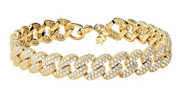 Michael Kors Luxusný pozlátený náramok so zirkónmi Statement Link MKC1427AN710