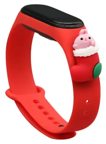 Hurtel Vianočný remienok s ponožkou pre XIAOMI Mi Band 3 a 4 červená / Remienok / Silikónový / Vianočný motív