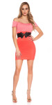 Sexy minidress with carmen-neck and belt CORAL Einheitsgroesse