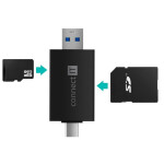 Connect IT Čítačka SD a MikroSD kariet čierna / USB-A USB-C (CFF-1020-BK)