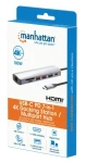 Manhattan Dokovacia stanica 7-in-1 strieborná / Dokovacia stanica / USB-C / HDMI 4K 60Hz / USB-A 3.2 Gen2 / PD 100W (153966)
