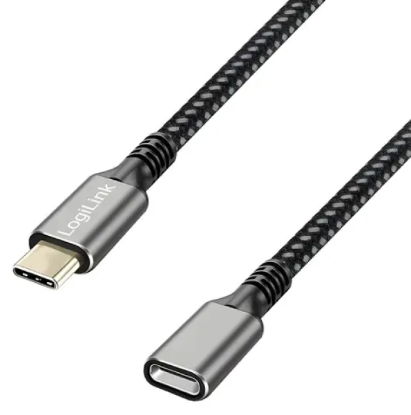 Kábel USB-C (M) - USB-C (F) čierna / Kábel / USB 3.2 Gen 2 / 10 Gbit/s / PD / 1 m (CUA0108)