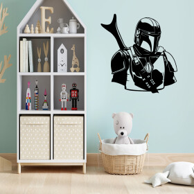 Veselá Stena Samolepka Mandalorian Star Wars Farba: černá, Veľkosť: 60 x 58 cm