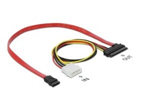 DeLock Kábel SATA All-in-One Molex + SATA 7pin - SATA 22pin 0.4m červená (84230)