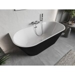 MEXEN/S - Oris voľne stojaca vaňa nástenná reliéf 170 x 80, biela/čierna, sifón a prepad chróm 52871708075-01