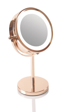 RIO Rose Gold Mirror / Kozmetické zrkadlo / 1x a 5x zväčšenie / 360° otočné (RIO-MMST)