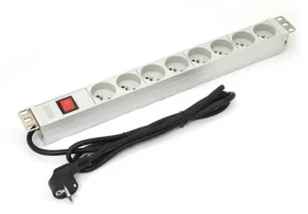 Napájacia lišta do racku 19" hliníková / PDU / 8x zásuvka / 16 A / vypínač / 1,8 m (A-19-STRIP-2-IMP)