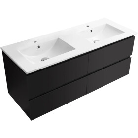 CERANO - Kúpeľňová skrinka Carole + keramické dvojumývadlo Todo - čierna matná - 121x50x46,5 CER-476333
