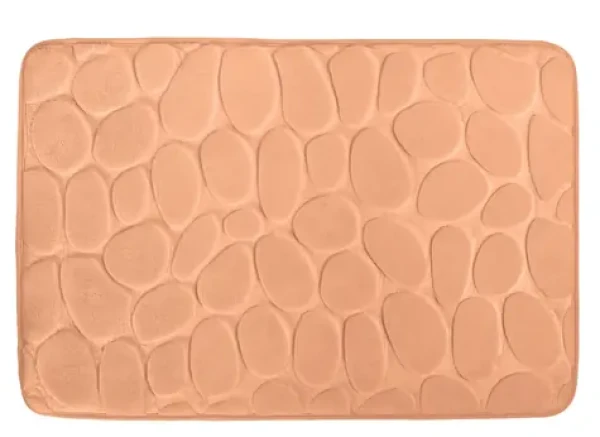 MSV Pebbles kúpeľňová predložka 40 x 60 cm broskyňová/Polyester, PU pena/Protišmyková