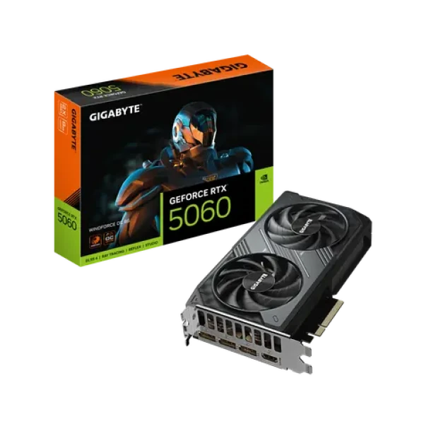GIGABYTE GeForce RTX 5060 WINDFORCE OC 8GB / 2677MHz / 8GB GDDR7 / 128-bit / 1x HDMI + 3x DP / 450W (8) (GV-N5060WF2OC-8GD)