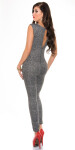 Elegant KouCla Jumpsuit with gold buckle blackwhite L