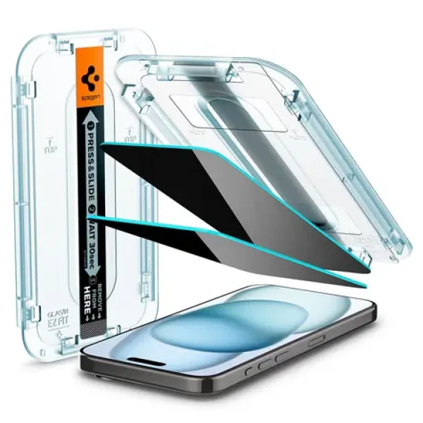 Spigen Glass TR EZ Fit HD Privacy 1 Pack ochranné sklo pre Apple iPhone 15 (AGL07121)