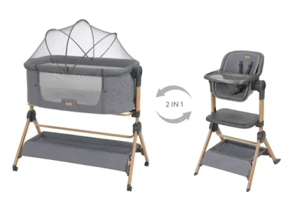 KikkaBoo Postieľka a stolička 2v1 Sleat Me Grey / od narodenia / do 9kg (31003020109KB)