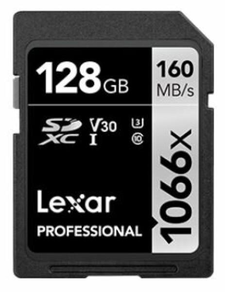 Lexar Professional 1066x Silver SDXC 128GB / čítanie: 160MBs / zápis: 120MBs / UHS-I U3 / Class 10 / V30 (LSD1066128G-BNNNG)