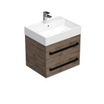 Kúpeľňová skrinka s čiernou úchytkou a umývadlom SAT Cube Way 60x53x46 cm dub Wellington mat CUBE46C602DWSAT CUBE46C602DWSAT