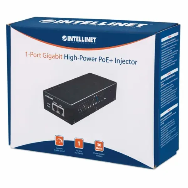 Intellinet Gigabit PoE+ injektor čierna / PoE injektor / 2x RJ-45 / 30 W (560566)