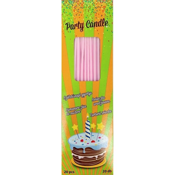 Sviečky tenké dlhé svetloružové (20 ks) 5887 - dortis - dortis