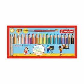 STABILO® Woody 3 in 1 - 18 ks sada s strúhadlom a so štetcom - 18 rôznych farieb (880/18-3)