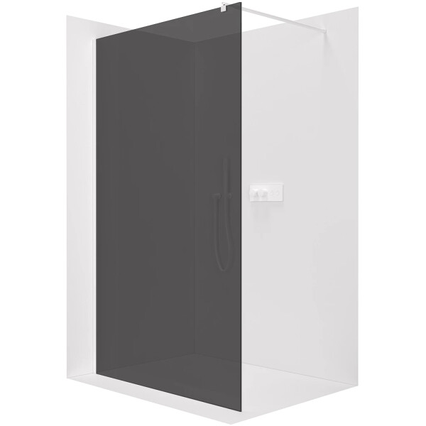 CERANO - Sprchová zástena Walk-in Onyx Round Ľ/P - 8 mm - guľatá vzpera - biela matná, grafitové sklo - 50x200 CER-8050BD191