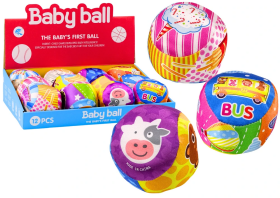 Mamido Mäkká loptička s hrkálkou farebná loptička zvieratká ovocie MIX 10 cm