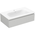 MEXEN/S - Rivel kúpeľňová skrinka 80 cm s umývadlom Vela, 1 šuplík, reliéf, šedá mat/biela mat 91A20-08023-1-BF62-W23M01