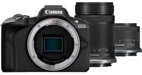 Canon EOS R50 čierna + RF-S 18-45mm + RF-S 55-210mm IS STM / Bezzrkadlový fotoaparát / APS-C / 4K / Dotykový LCD (5811C023)
