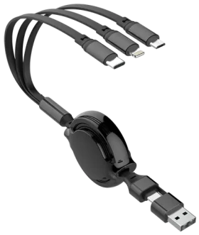 2GO 5v1 čierna / Nabíjací kábel / USB-A USB-C / Micro-USB Lightning USB-C / 20-100 cm (797505)