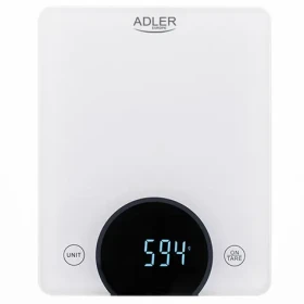 Adler AD 3173w biela / Kuchynská váha / 10 kg / LCD / TARE / tvrdené sklo / 2x AAA (AD 3173w)
