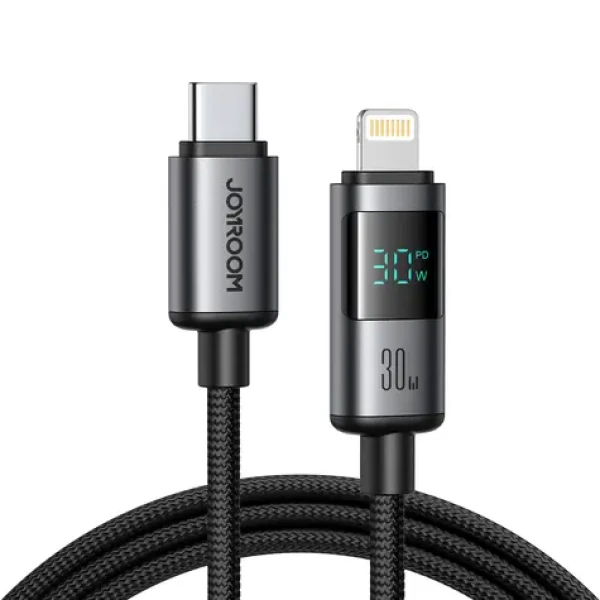 Joyroom S-A16 Pro Prism Series Nabíjací kábel s displejom USB-C (M) - Lightning (M) 30W 1.2m čierna (6956116721374)