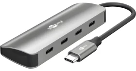 Goobay Slim USB-C húb sivá / Rozbočovač / 4 porty / USB 3.2 Gen 2 10 Gb/s (76565)
