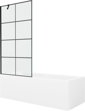 MEXEN/S - Cubik obdĺžniková vaňa 170 x 70 cm s panelom + vaňová zástena 90, čierna vzor 550317070X9509007077