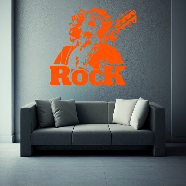 Veselá Stena Samolepka Angus Young AC/DC Farba: oranžová, Veľkosť: 100 x 92 cm