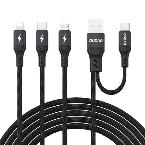 Dudao L3W prepojovací kábel Lightning / USB-A / USB-C / MicroUSB / 66W / čierna (198959)