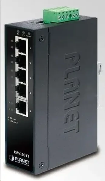 Planet ISW-501T / Switch průmyslový / 5x 10/100Base-TX / DIN / IP30 / -40 až 75 °C (ISW-501T)