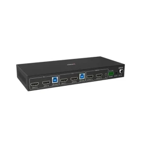 Lindy 2 Port Dual Head HDMI 4K60 čierna / KVM prepínač / USB 3.0 / 2 PC / kovové telo (39314)