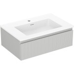 MEXEN/S - Rivel kúpeľňová skrinka 70 cm s umývadlom Otis, 1 šuplík, reliéf, šedá mat/biela mat 91A20-07023-1-BF62-W18M01