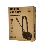 LogiLink stereo headset s mikrofónom čierna / Slúchadlá / 2x 3,5 mm jack / 32 ? / 1,8 m (HS0052)