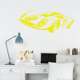 Veselá Stena Samolepka Pretekársky automobil Farba: žlutá, Veľkosť: 80 x 32 cm