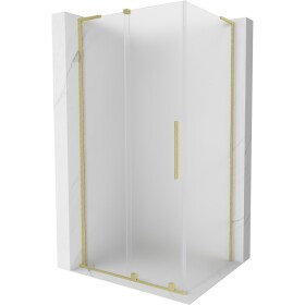 MEXEN/S - Velar L sprchovací kút, posuvné dvere 100 x 80, dekor, zlato kartáčovaná 871-100-080-33-55