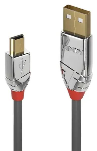 Lindy šedá / Kábel USB 2.0 USB-A - Mini-USB B / 1 m / 480 Mbit/s (36631)