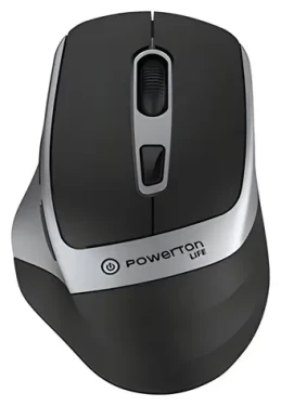 Powerton LIFE FLIXO čierno-strieborná / Bezdrôtová myš / optická / 1600 DPI / 6 tlačidiel / 2,4 GHz (WPM10SL)
