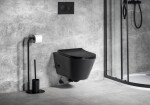 SAPHO - AVVA CLEANWASH závesná WC misa, integrovaná batéria a bidetová spŕška, Rimless, 35,5x53cm, čierna mat 100315-110