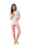Luna 668 3/4 M-2XL L24 dámske pyžamo ECRU-BLUE XXL