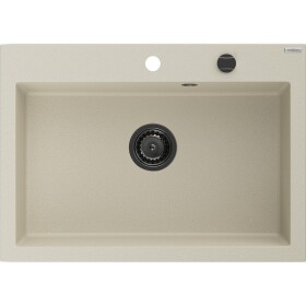 MEXEN/S - Elix granitový drez 1-miska 700 x 500 mm, béžový, sifón čierna 6526701005-69-B