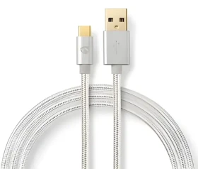 Nedis USB-A - USB-C / Kábel USB / USB 2.0 / 480 Mbps / 15 W / 2 m / nylon (CCTB60600AL20)