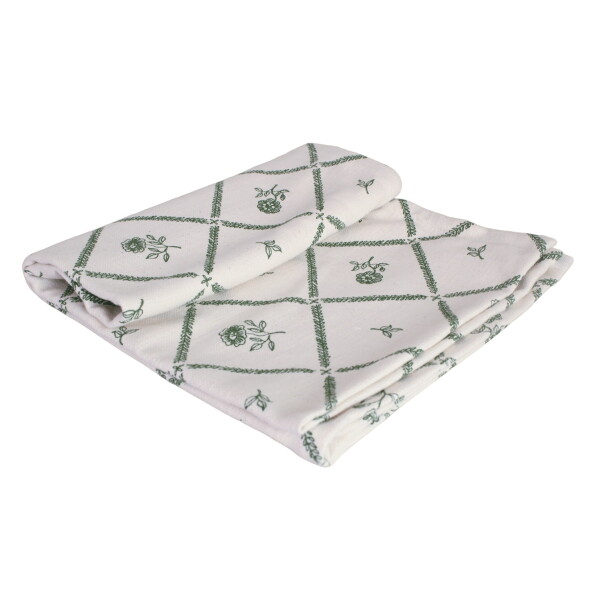 Strömshaga Bavlněný oběhoun na stůl Lovisa Green / White 140 × 50 cm