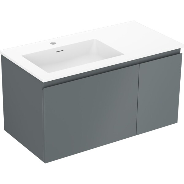 MEXEN/S - Orio kúpeľňová skrinka 90 cm s umývadlom Otis ľavá, 1S, 1D, grafit mat/biela mat 91A13-09047-3-BBFF66-W18L01